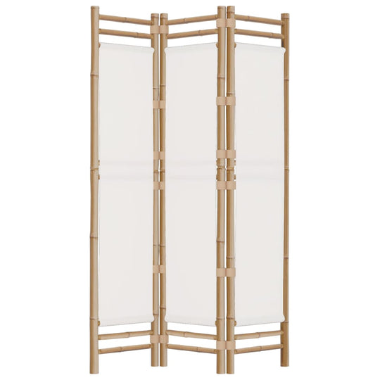 Folding 3-Panel Room Divider 120 cm Bamboo and Canvas in a stylish design for creating personal spaces.