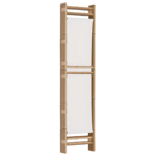 Folding 3-Panel Room Divider 120 cm Bamboo and Canvas showcasing a durable space-saving design for privacy.