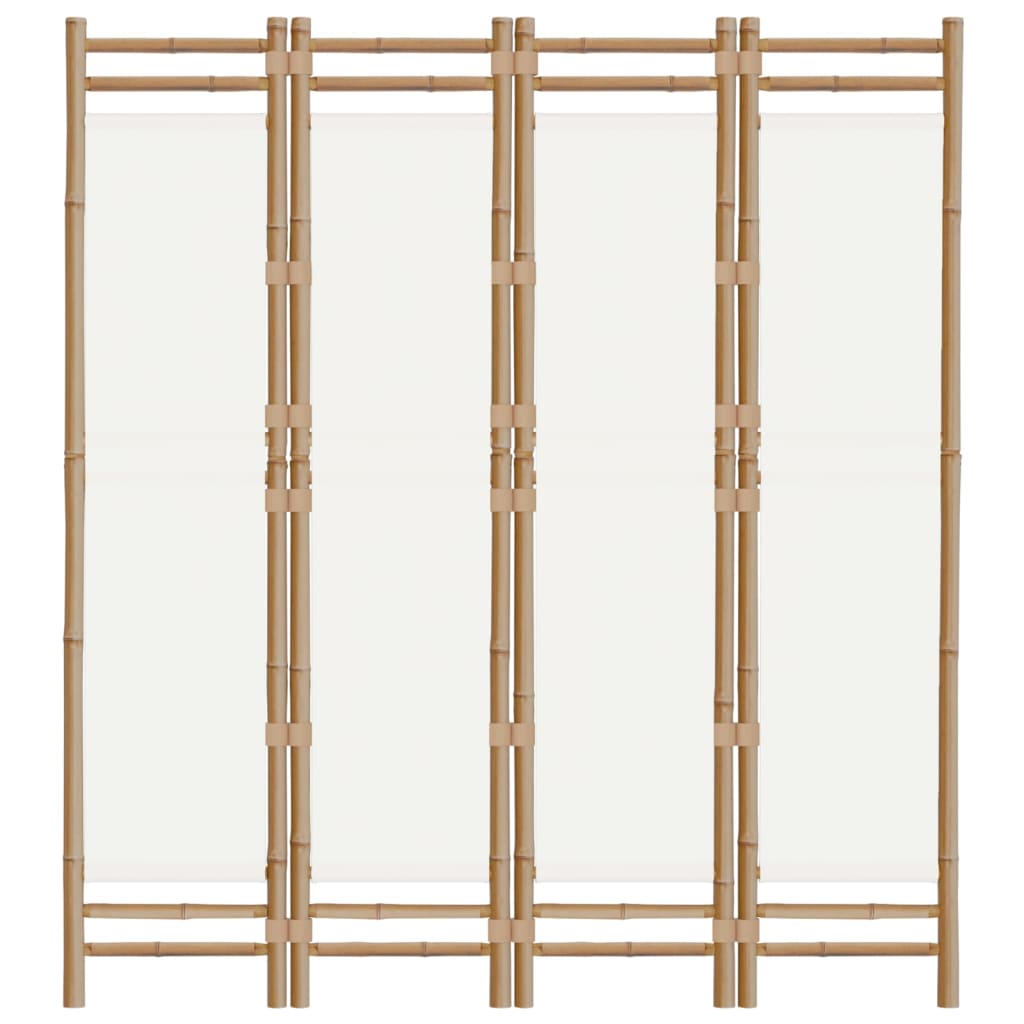 Folding 4-Panel Room Divider 160 cm Bamboo and Canvas