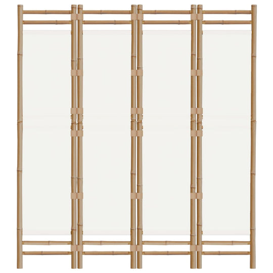 Folding 4-Panel Room Divider 160 cm Bamboo and Canvas