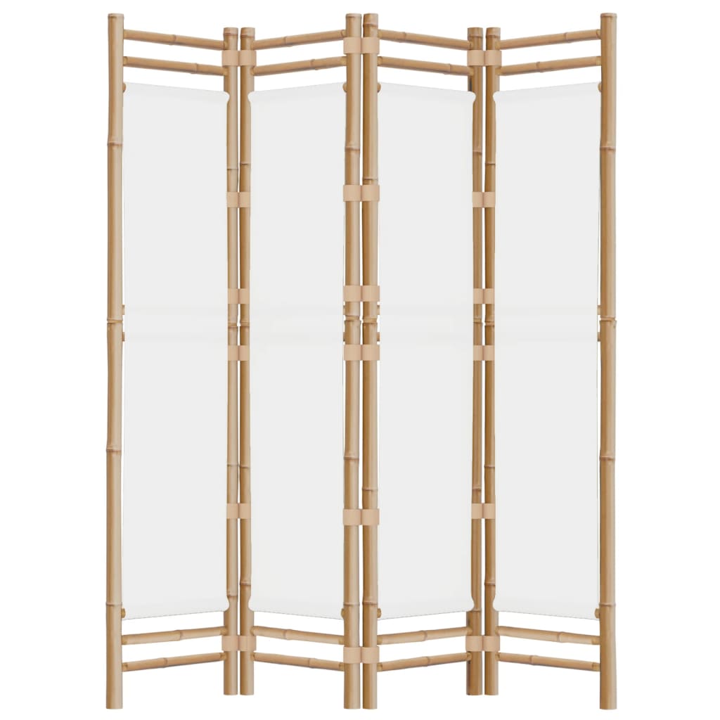 Folding 4-Panel Room Divider 160 cm Bamboo and Canvas