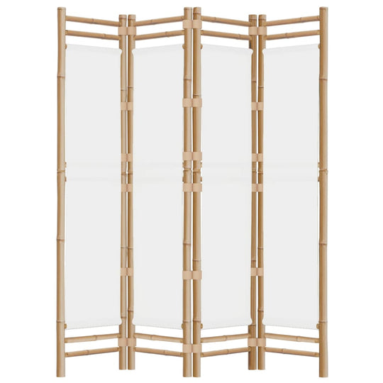 Folding 4-Panel Room Divider 160 cm Bamboo and Canvas