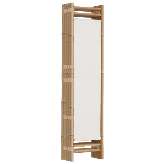 5-Panel Folding Room Divider 200cm – Bamboo & Canvas UAE displaying a classic bamboo frame and canvas screen.