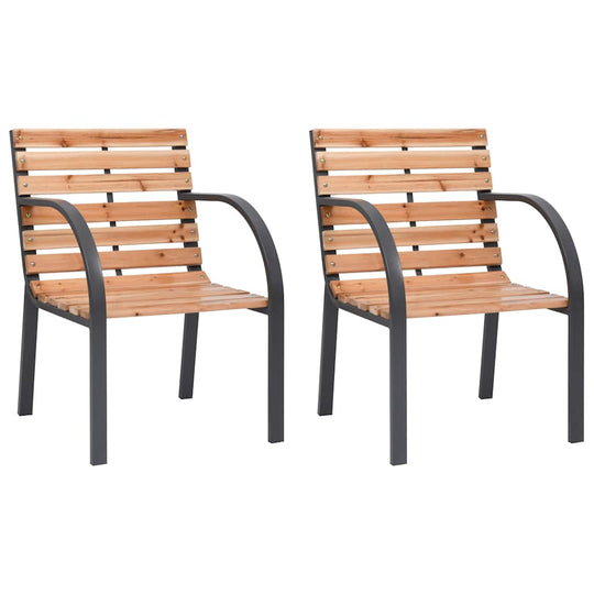 Garden chairs set of 2, solid fir wood with steel frame, perfect for outdoor furniture and lounge areas, durable and elegant.