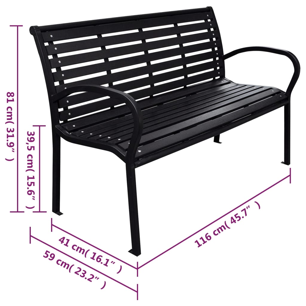 Garden Bench 116 cm Steel and WPC,Furniture -> Outdoor Furniture -> Outdoor Seating -> Outdoor Benches,Durable,eligant,Furniture -,Home & Garden -,Modern Design,new-305021,Outdoor Benches,Outdoor Furniture -,Outdoor Seating -