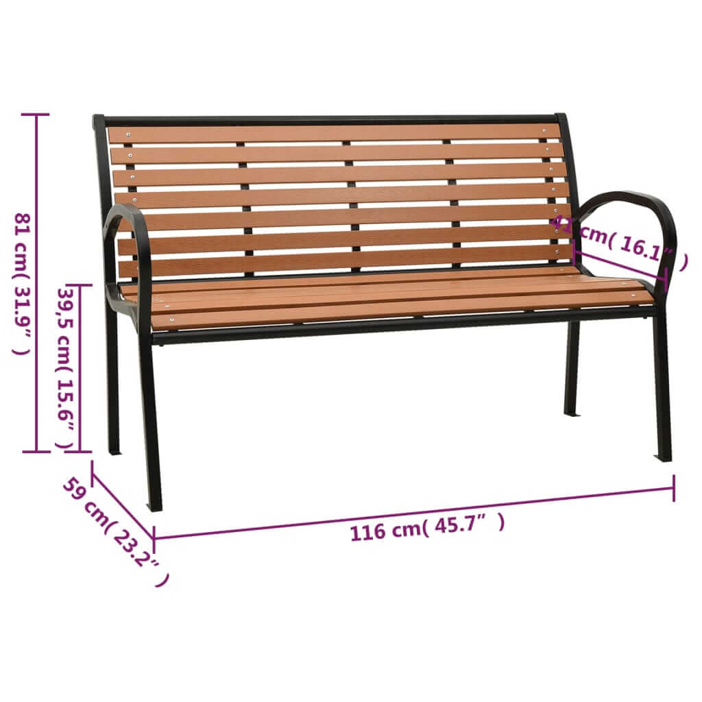 Garden Bench Black and 116 cm Steel and WPC , Furniture -> Outdoor Furniture -> Outdoor Seating -> Outdoor Benches