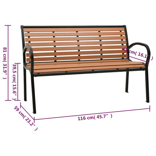 Garden Bench Black and 116 cm Steel and WPC , Furniture -> Outdoor Furniture -> Outdoor Seating -> Outdoor Benches