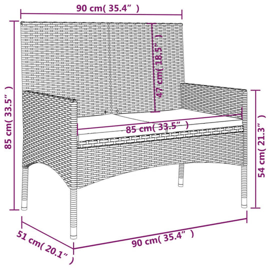 2-Seater Garden Bench with Cushions Poly Rattan , Furniture -> Outdoor Furniture -> Outdoor Seating -> Outdoor Benches