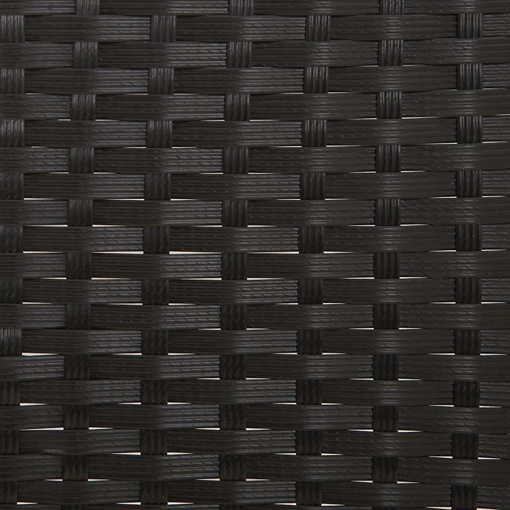 Close-up of black poly rattan weave, highlighting durable material for outdoor furniture and garden benches.