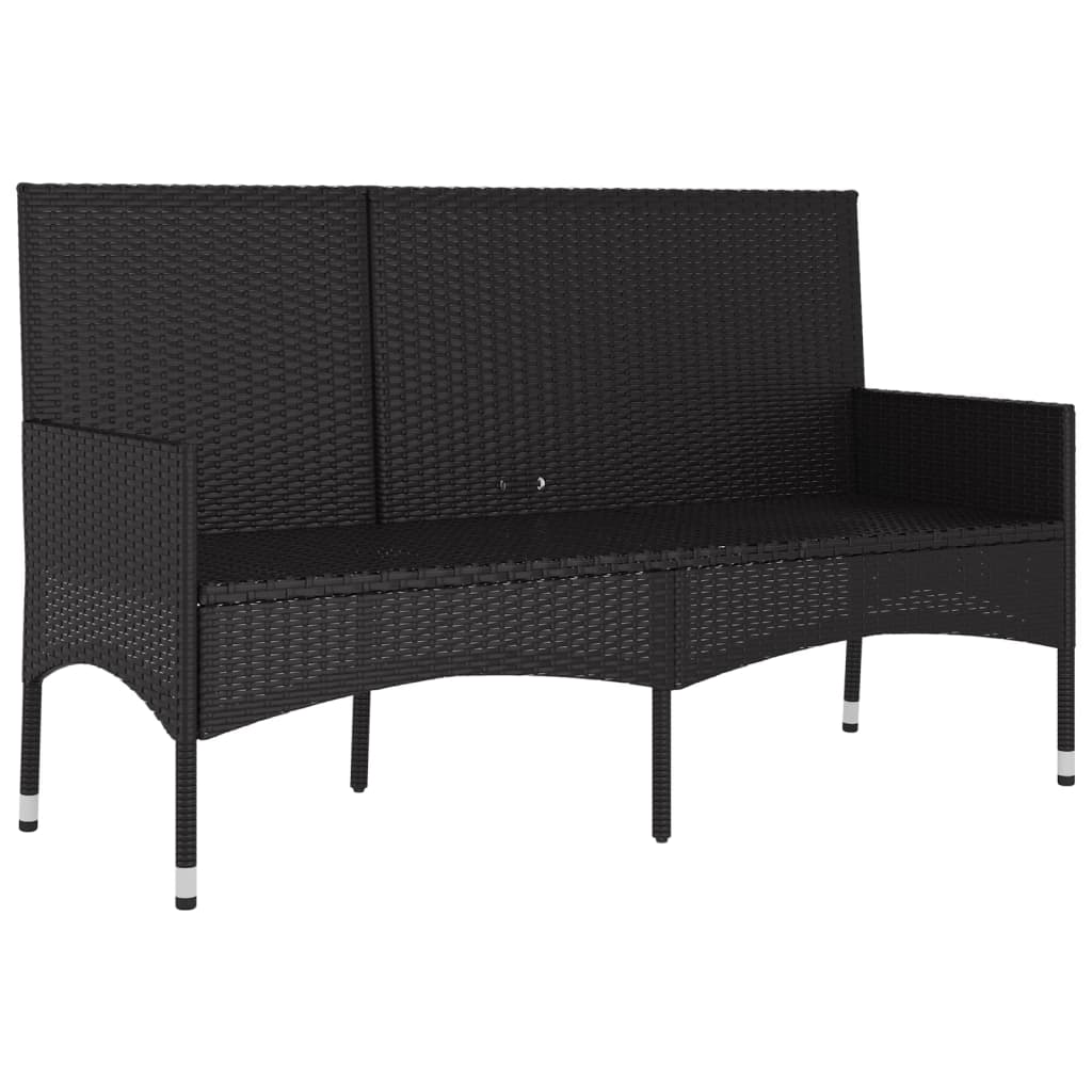 3-seater poly rattan garden bench with armrests, perfect for outdoor furniture and patio settings.