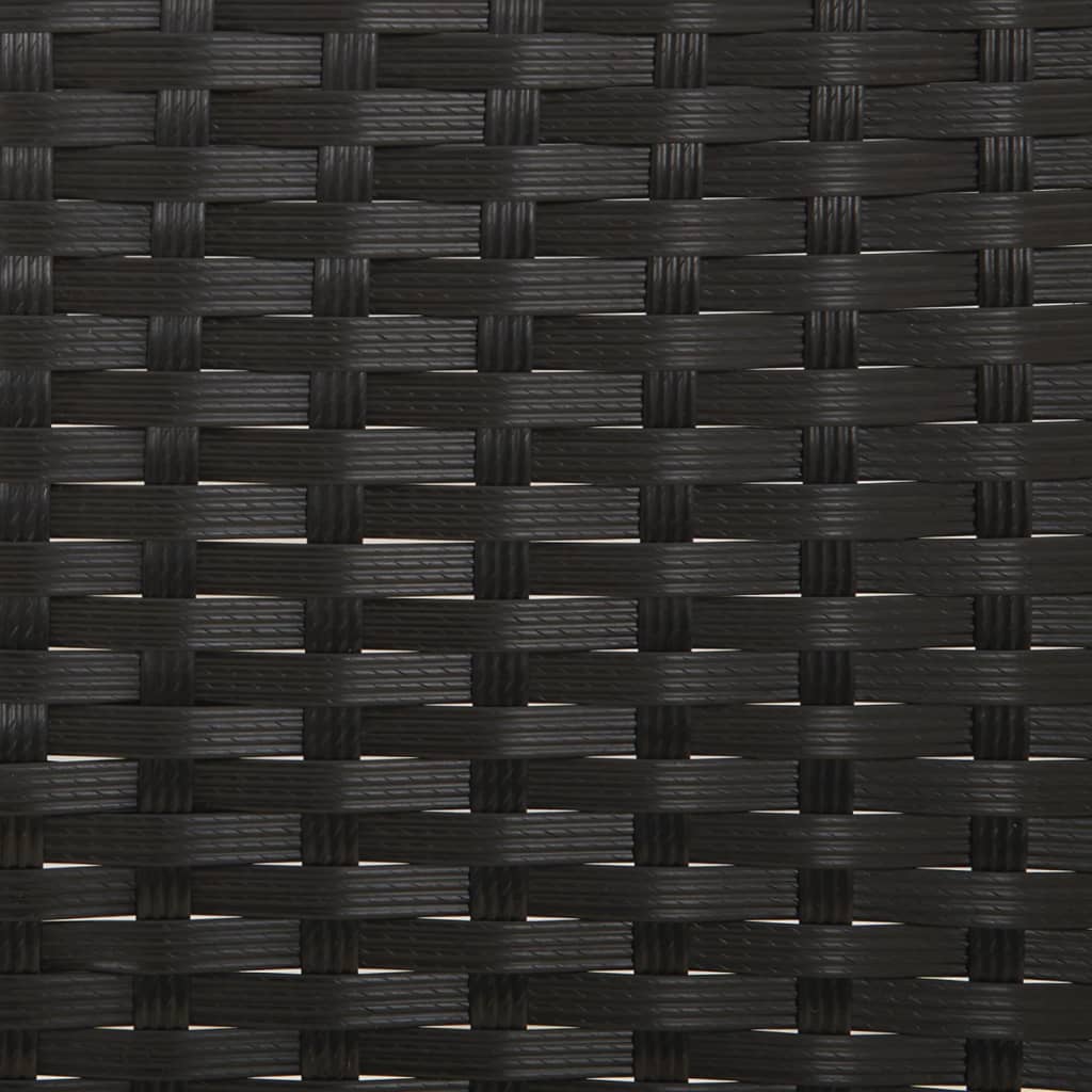 Close-up of black poly rattan material used in outdoor garden furniture sets.