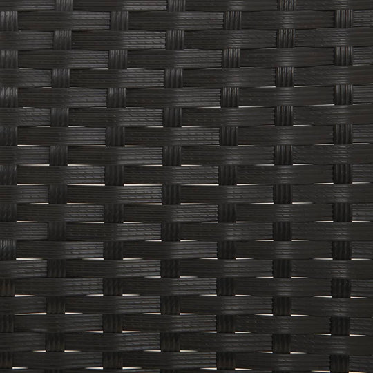 Close-up of black poly rattan material used in outdoor garden furniture sets.