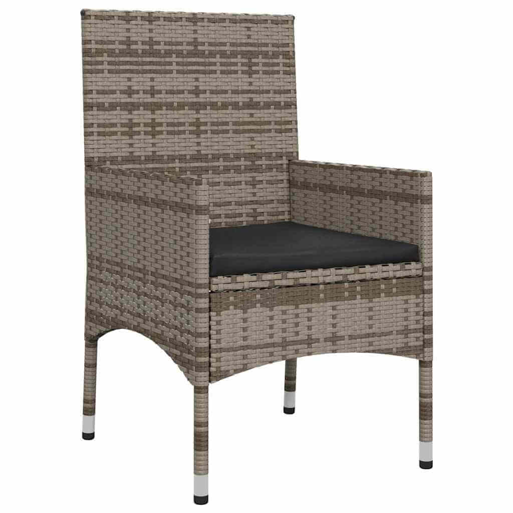 Grey poly rattan highback chair with black cushion, perfect for outdoor lounge furniture and garden settings.