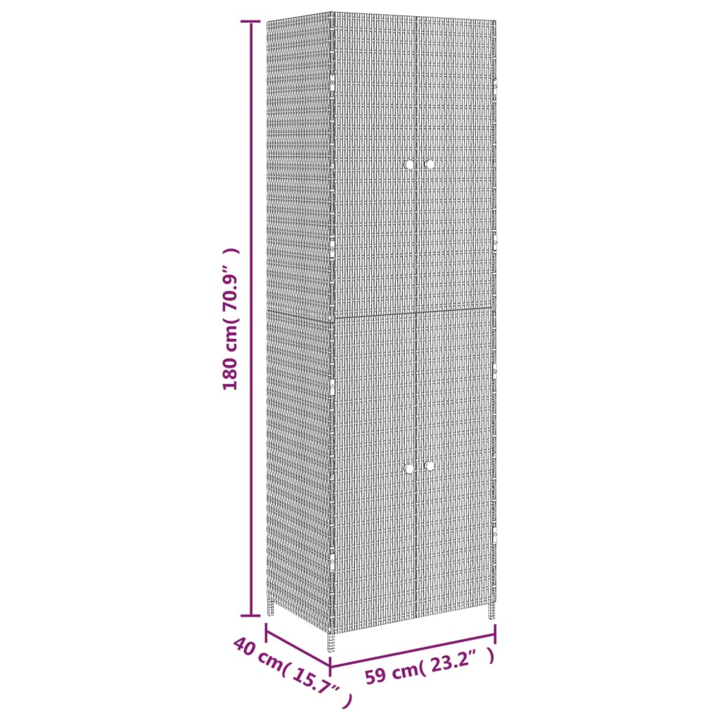 Garden Storage Cabinet 59x40x180 cm Poly Rattan , storage cabinet , Cabinets & Storage -,Durable,Furniture -,Home & Garden -,Modern Design,new-305021,Outdoor Furniture -,poly rattan,Storage Cabinets & Lockers