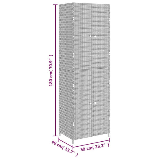 Garden Storage Cabinet 59x40x180 cm Poly Rattan , storage cabinet , Cabinets & Storage -,Durable,Furniture -,Home & Garden -,Modern Design,new-305021,Outdoor Furniture -,poly rattan,Storage Cabinets & Lockers