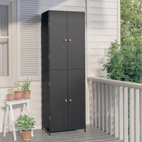 Garden Storage Cabinet 59x40x180 cm Poly Rattan , storage cabinet , Cabinets & Storage -,Durable,Furniture -,Home & Garden -,Modern Design,new-305021,Outdoor Furniture -,poly rattan,Storage Cabinets & Lockers