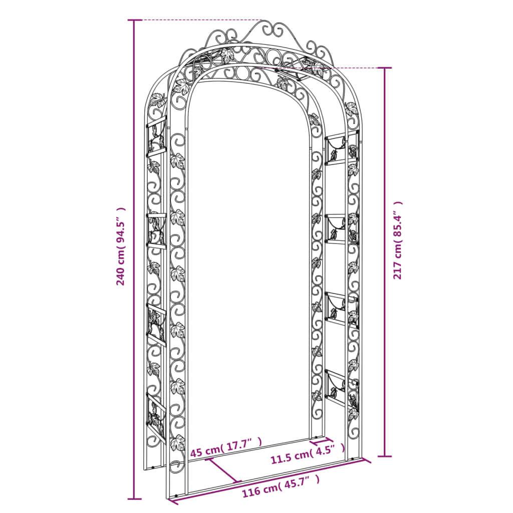 Garden Arch  116x45x240 cm Steel