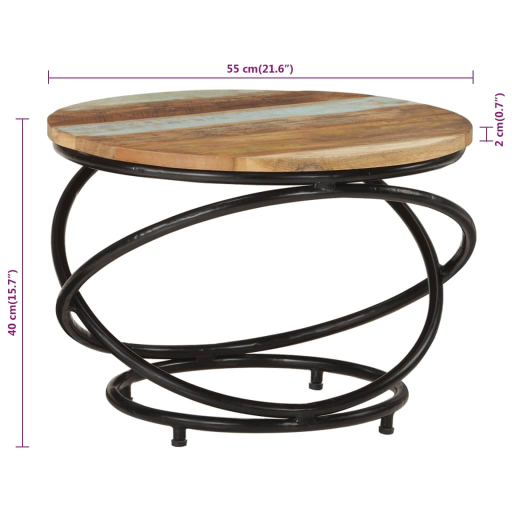 Coffee Table Ø 55x40 cm Solid Wood Reclaimed