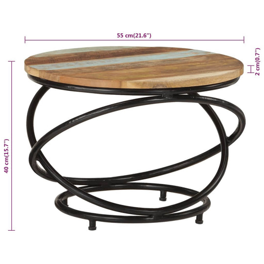 Coffee Table Ø 55x40 cm Solid Wood Reclaimed