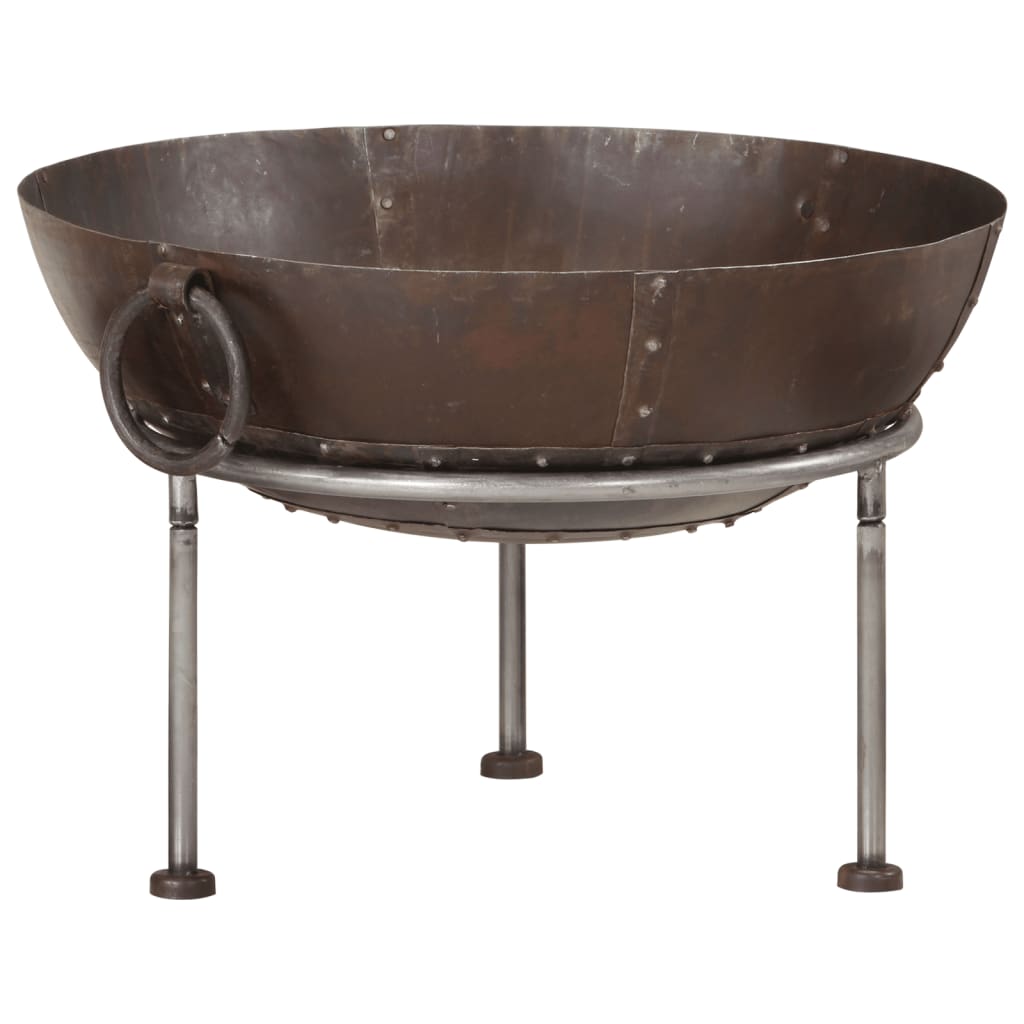 Fire Pit 55x55x38 cm Iron featuring a large bowl and sturdy three-legged design for outdoor warmth.