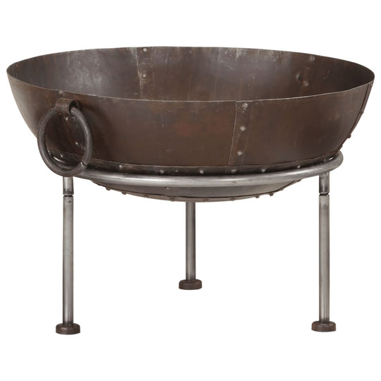 Fire Pit 55x55x38 cm Iron featuring a large bowl and sturdy three-legged design for outdoor warmth.