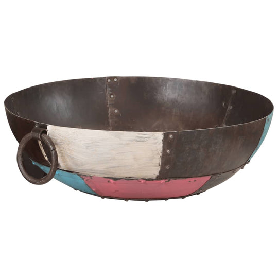 Fire Pit 55x55x38 cm Iron with colorful design, large bowl and ring handle, ideal for garden or patio use.