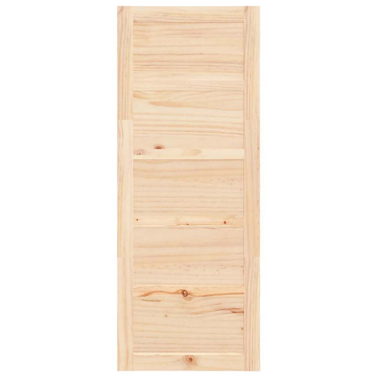 Solid wood pine barn door with a rustic finish, ideal for furniture and space-saving design. Perfect for any interior decor.