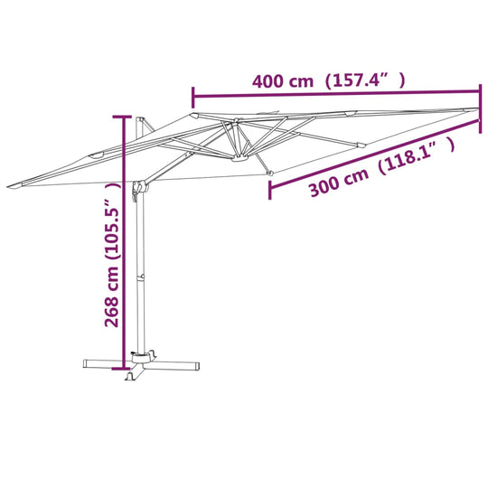 Cantilever Umbrella with Aluminium Pole Bordeaux 400x300 cm , Home & Garden -> Lawn & Garden -> Outdoor Living -> Outdoor Umbrellas & Sunshades , eligant,garden decor,Home & Garden -,Lawn & Garden -,Modern Design,new-305021,Outdoor Living -,Outdoor Struct