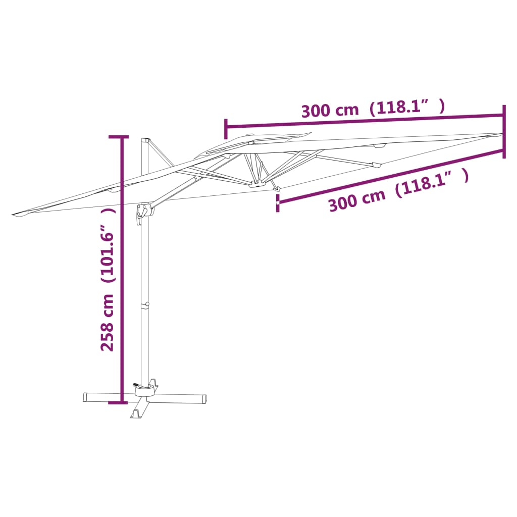 Double Top Cantilever Umbrella 300x300 cm , Home & Garden -> Lawn & Garden -> Outdoor Living -> Outdoor Umbrellas & Sunshades , Durable,eligant,Home & Garden -,Lawn & Garden -,Modern Design,new-305021,Outdoor Furniture -,Outdoor Living -,Outdoor Umbrellas