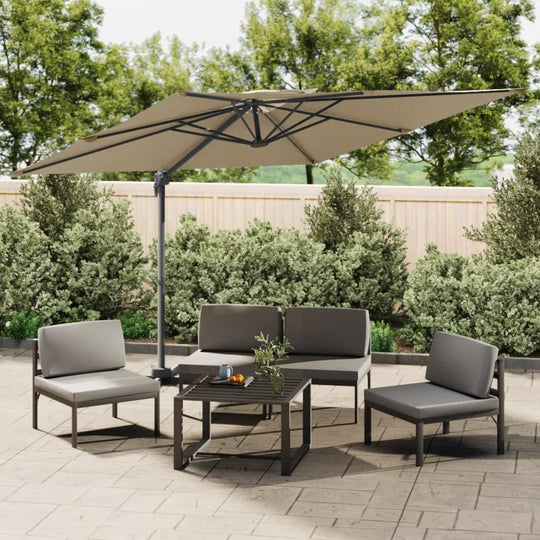 Double Top Cantilever Garden Parasol Taupe 300x300 cm