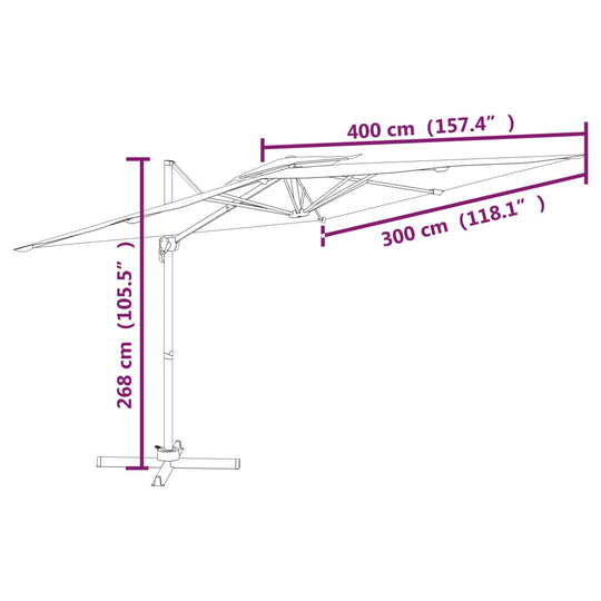 Double Top Cantilever Garden Parasol Bordeaux Red 400x300 cm