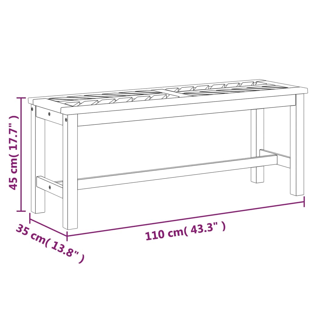 Garden Bench 110 cm Solid Wood Acacia , GARDEN BENCH , Durable,Durable Construction,Furniture -,Home & Garden -,new-305021,Outdoor Benches,Outdoor Furniture -,Outdoor Seating -,Outdoor Structures -,Wooden Furniture