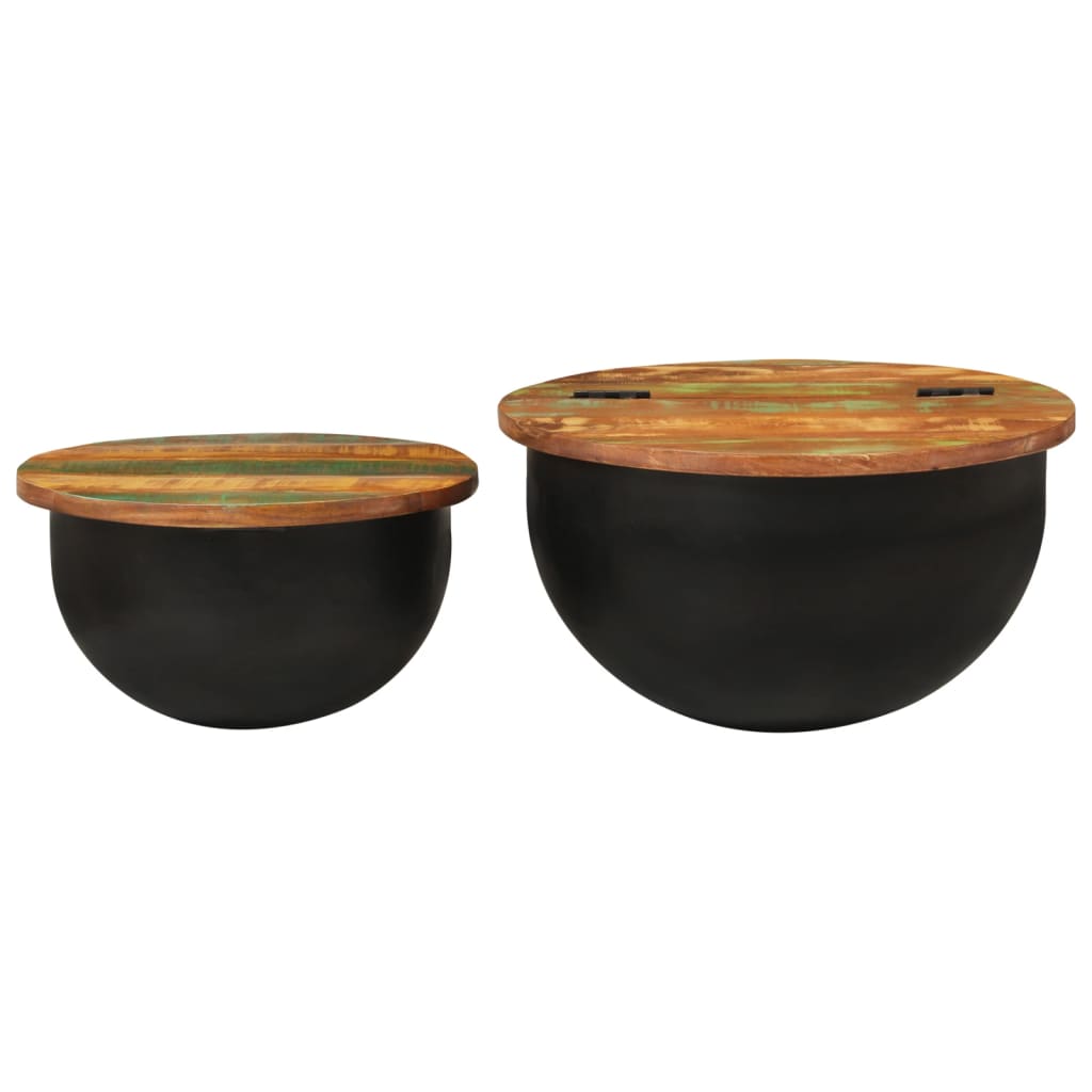 2 Piece Coffee Table Set  Solid Wood Reclaimed