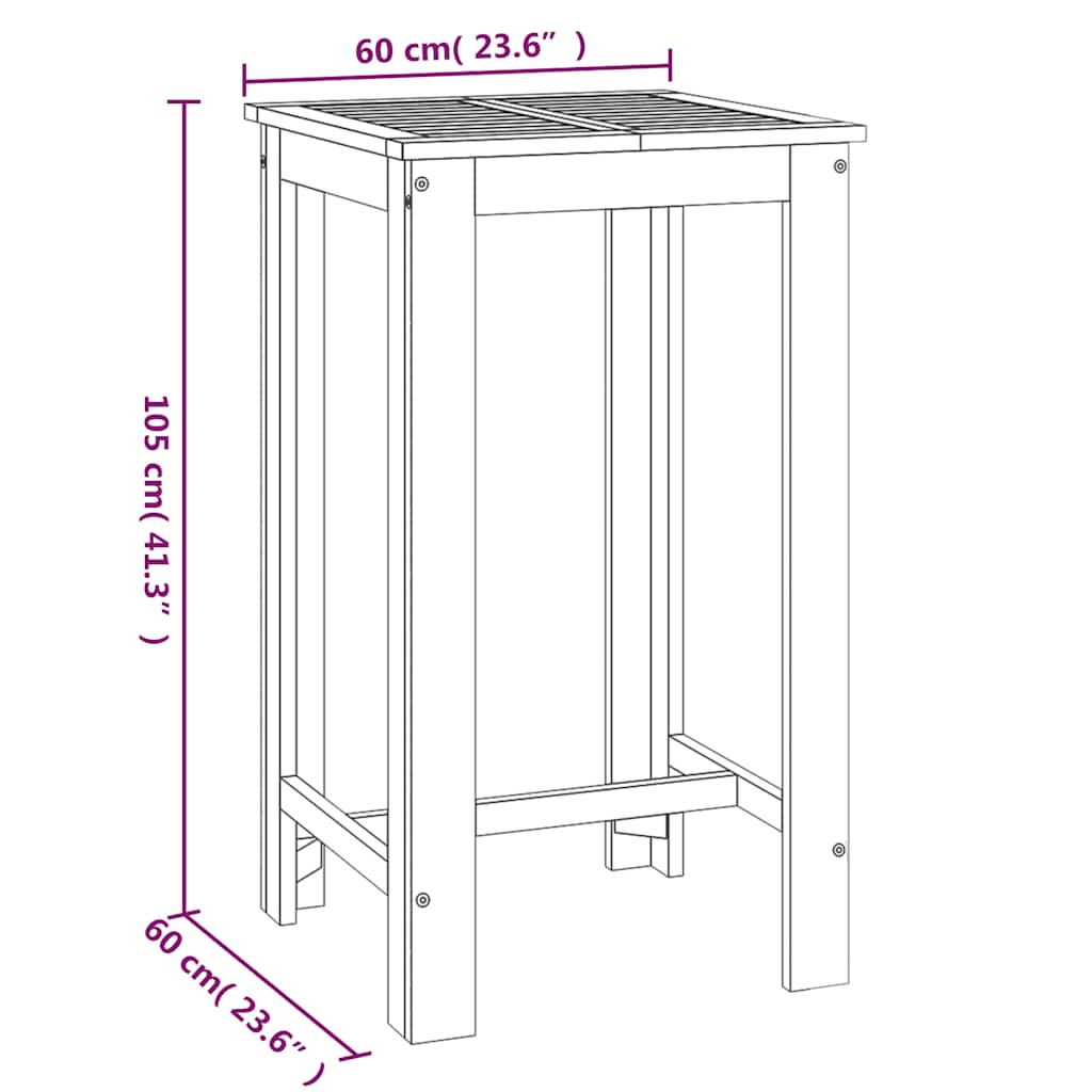 طاولة بار للحديقة 60×60×105 سم من خشب الأكاسيا الصلب