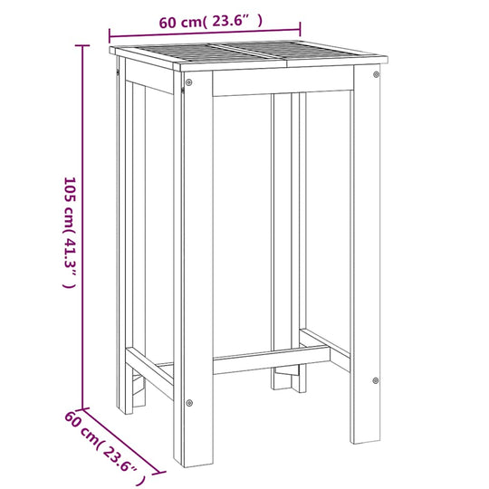 طاولة بار للحديقة 60×60×105 سم من خشب الأكاسيا الصلب