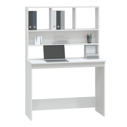 Desk with Shelves White 102x45x148 cm Engineered Wood