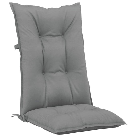 Grey highback chair cushion 120x50x7 cm, durable polyester fabric, perfect for outdoor furniture and lounge seating.