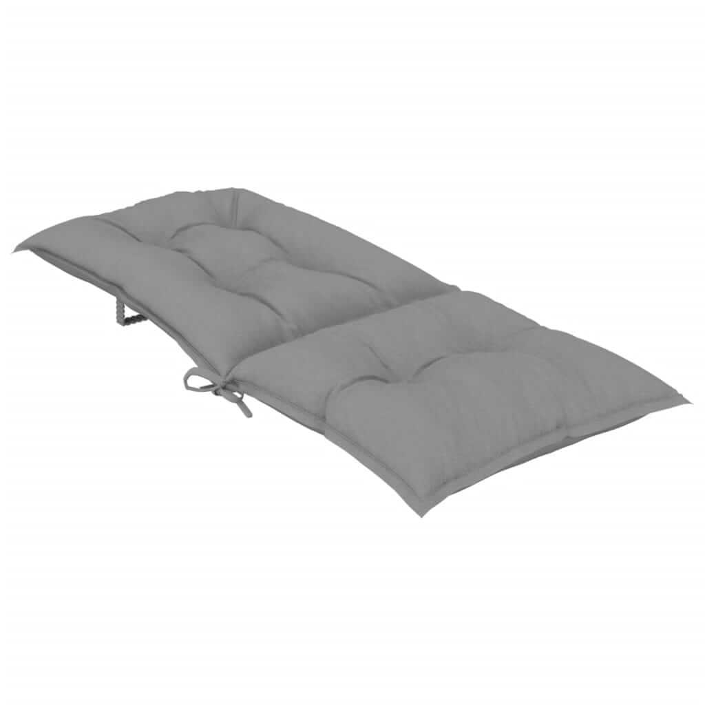 Grey garden highback chair cushion, 120x50x7 cm, comfortable outdoor furniture accessory for lounge seating.