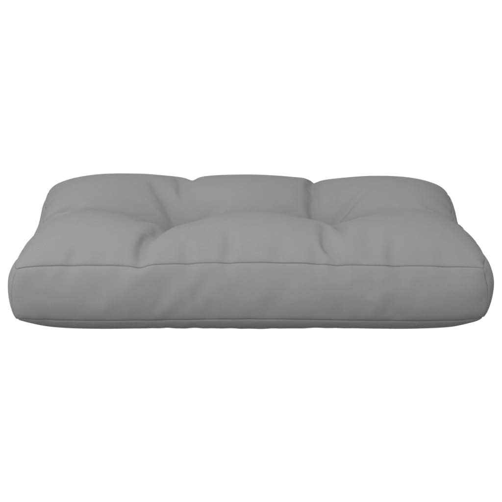 Grey outdoor pallet cushion 50x40x12 cm, soft polyester fabric for furniture, lounge, sofa, or bench use.