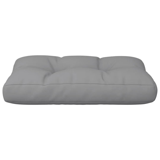 Grey outdoor pallet cushion 50x40x12 cm, soft polyester fabric for furniture, lounge, sofa, or bench use.