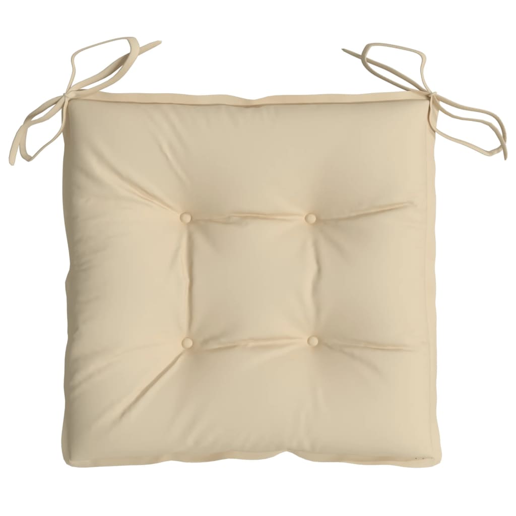 Beige pallet cushion 50x50x7 cm with ties, made of durable Oxford fabric, ideal for outdoor furniture and lounge settings.