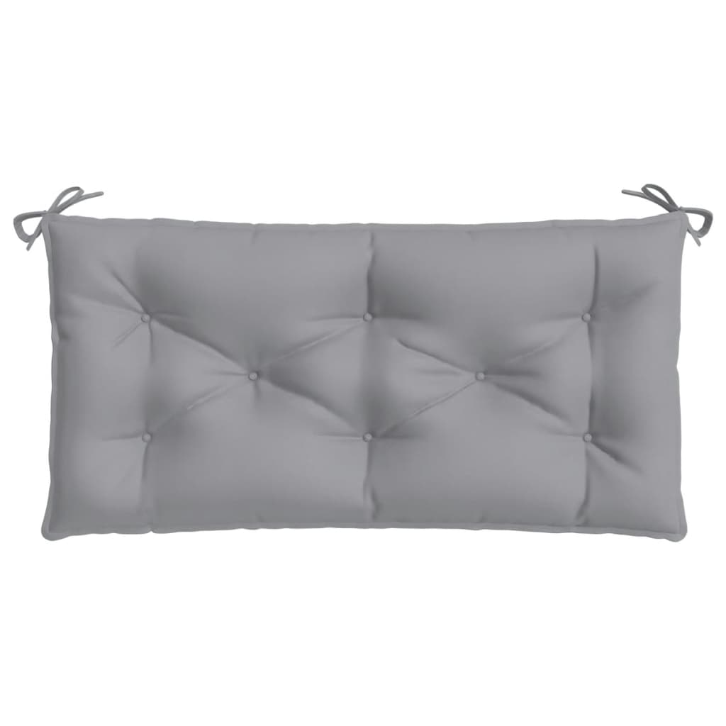 Grey garden bench cushion 100x50x7 cm, made of durable Oxford fabric for outdoor furniture, featuring soft filling and ties.