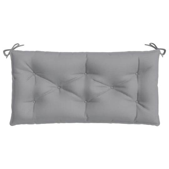 Grey garden bench cushion 100x50x7 cm, made of durable Oxford fabric for outdoor furniture, featuring soft filling and ties.