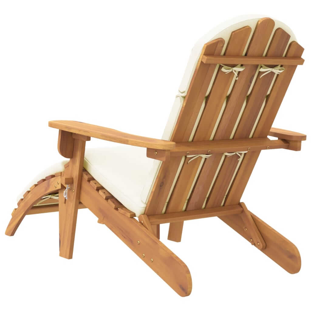 Adirondack garden chair with footrest, solid acacia wood, comfortable lounging style, perfect for outdoor furniture settings.