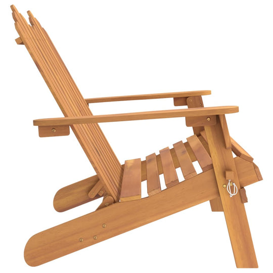 Adirondack garden bench in solid acacia wood, featuring a comfortable design with wide armrests and inclined backrest.