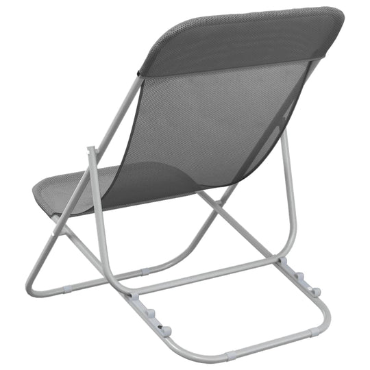 Folding Beach Chairs 2 pcs Textilene&Powder-coated Steel , Furniture -> Outdoor Furniture -> Outdoor Seating -> Sunloungers , 2 piece set,beach chairs,Comfortable,folding,Furniture -,gray,new-305021,Outdoor Chairs,Outdoor Furniture -,Outdoor Living -,Outd