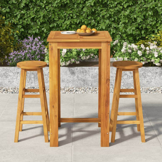 3 Piece Garden Bar Set Solid Wood  Acacia