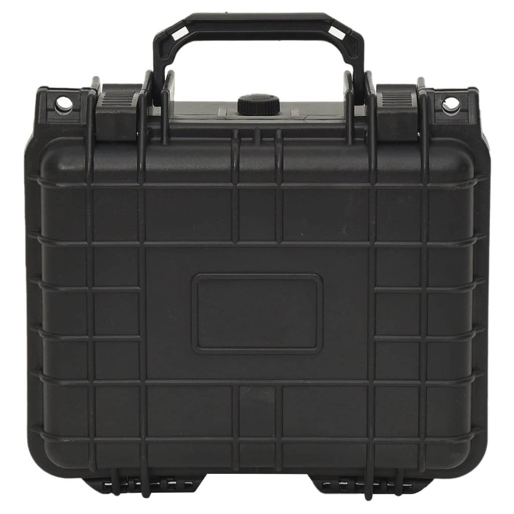 Portable black flight case with strong handle and lockable design for secure transportation of valuable items.