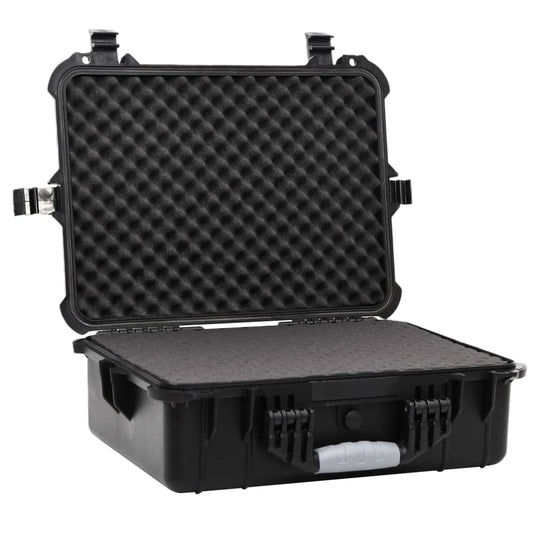 Portable Flight Case 52x40x19 cm PP open, showcasing tough shell and foam interior for protection.