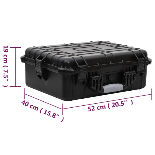 Portable Flight Case  52x40x19 cm PP shown from side with dimensions labeled for clarity